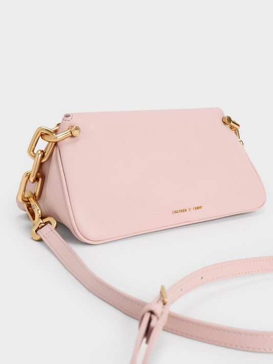 CHARLES & KEITH Cleona Braided Handle Hobo Bag - Light Pink