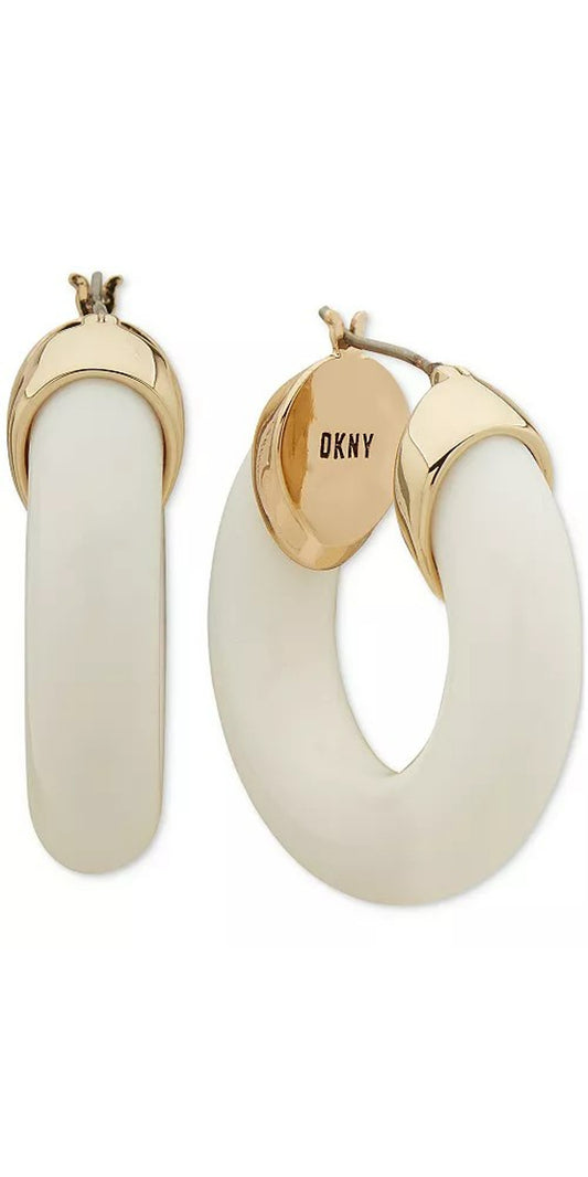 DKNY Gold-Tone Small Color Tubular Hoop Earrings
