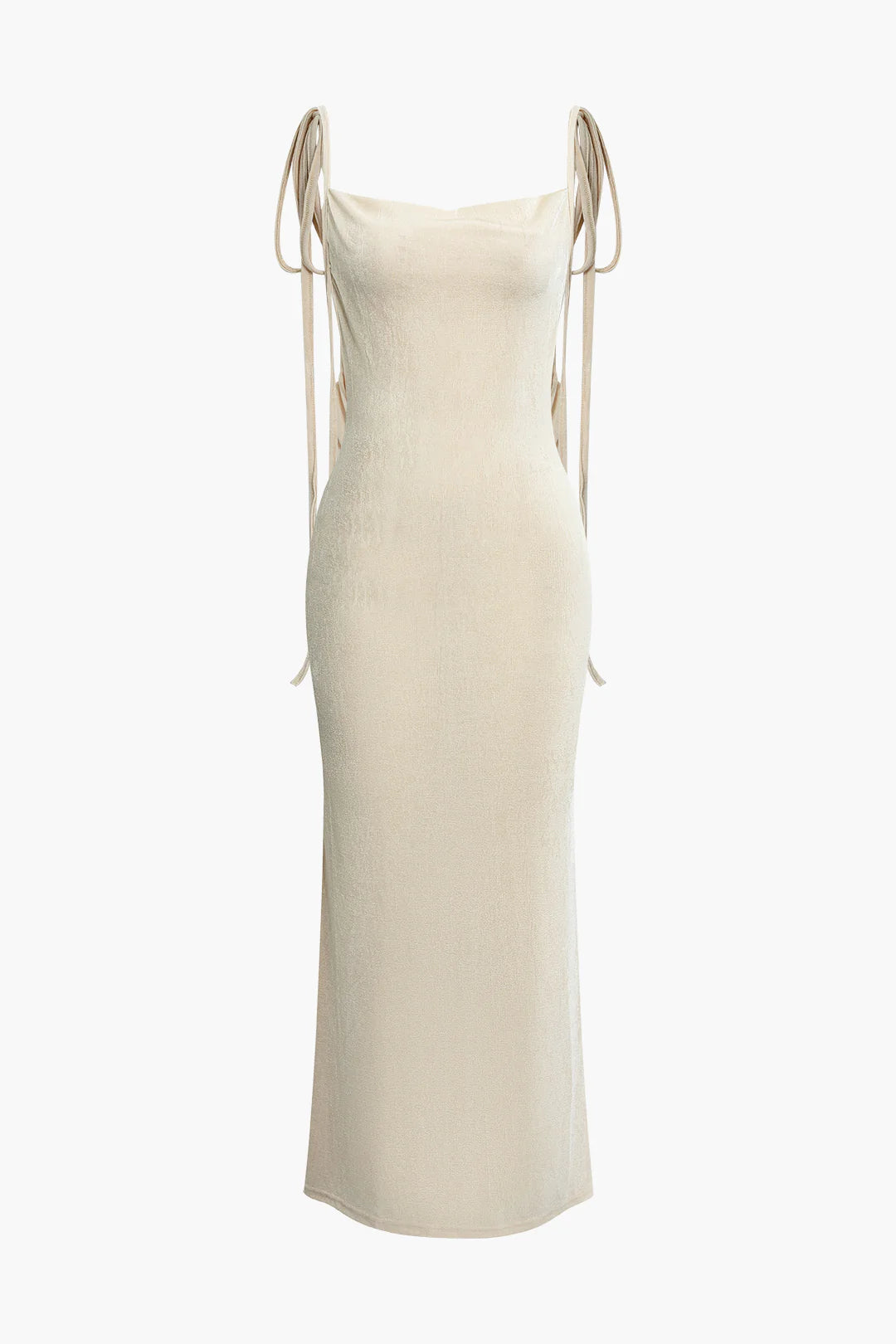 Cowl Neck Backless Tie Maxi Dress Cowl Neck Backless Tie Maxi Dress