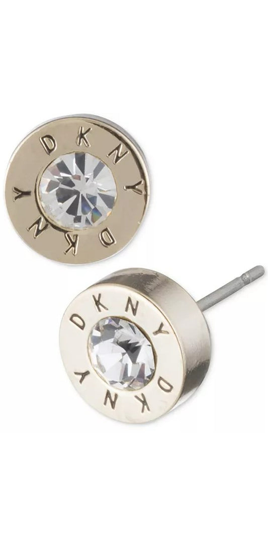 DKNY Logo Crystal Ring Stud Earrings
