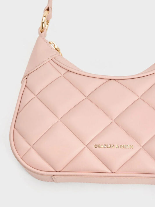 CHARLES & KEITH Mini Alcott Scarf Handle Quilted Bag - Pink