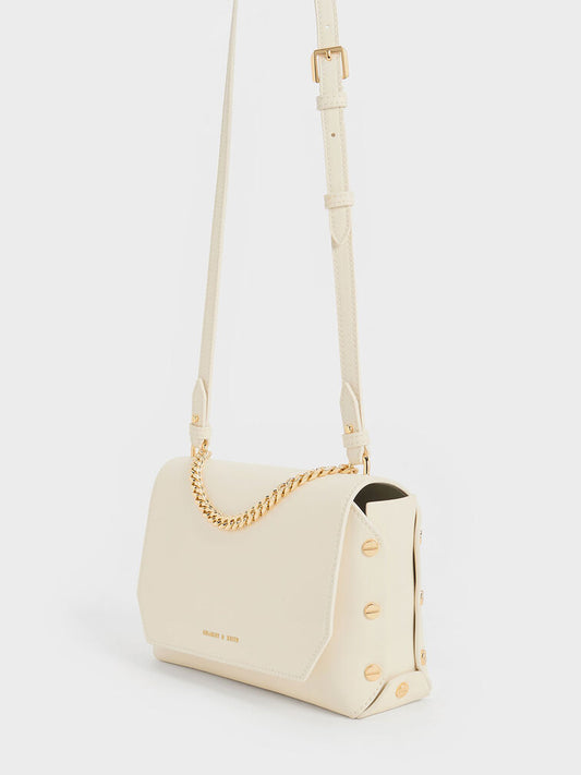 CHARLES & KEITH Clea Chain-Handle Bag - Cream