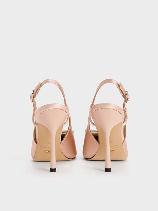 CHARLES & KEITH Recycled Polyester Bow Slingback Pumps - Pink