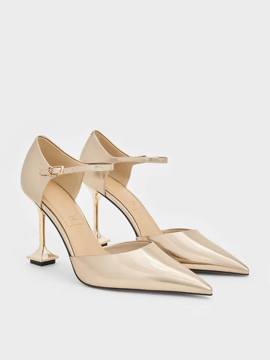 Jacqueline Leather Sculptural-Heel Pumps