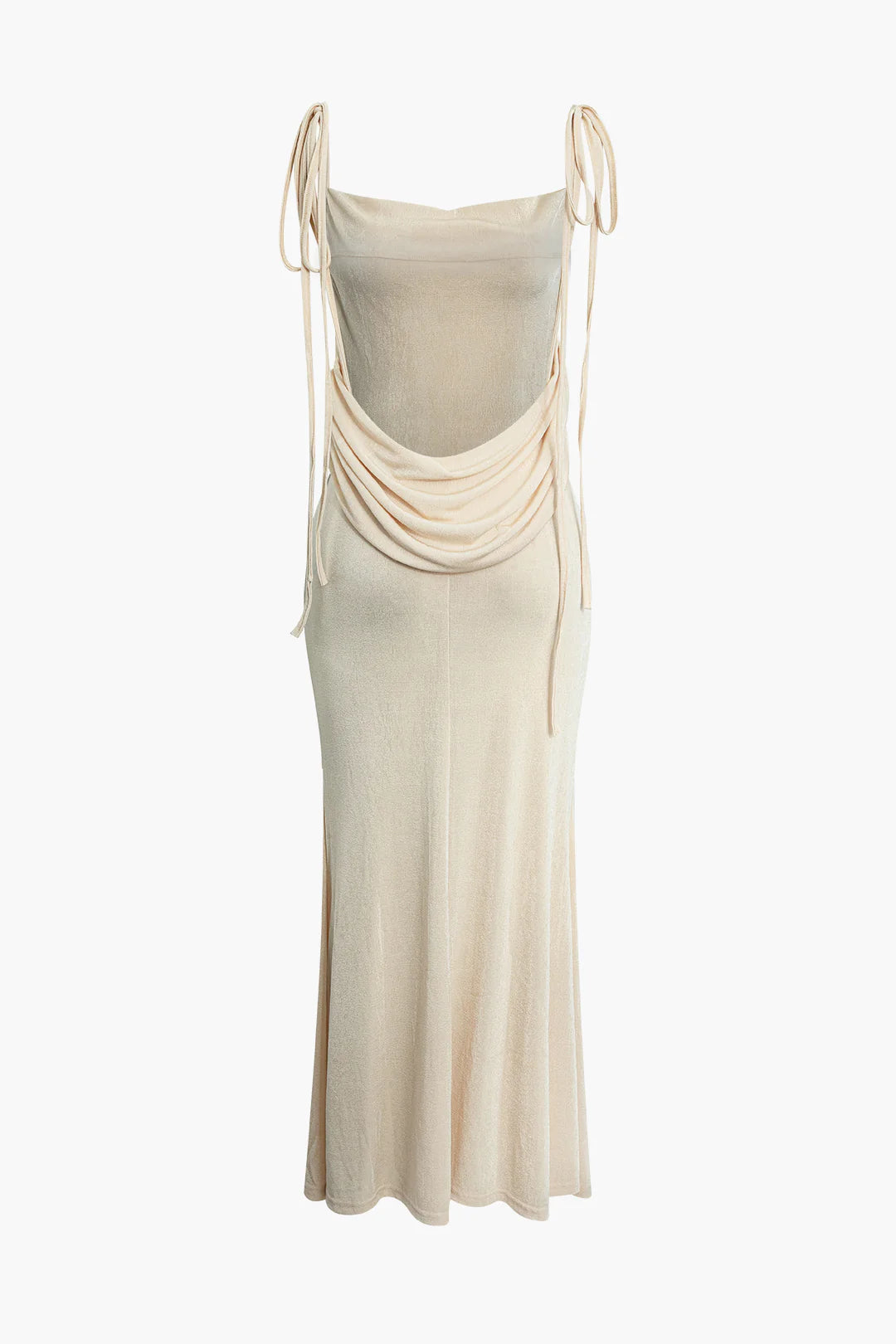 scoop neck backless tie maxi dress Scoop Neck Tie Front Detail Maxi Dress In White | EGO US