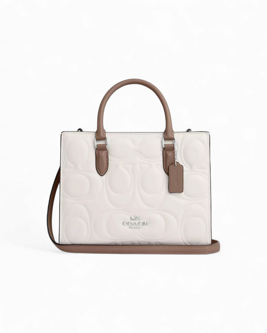 Maggie Small Tote Bag In Blocked Signature Leather