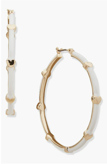 DKNY Heart Enamel Hoop Earrings