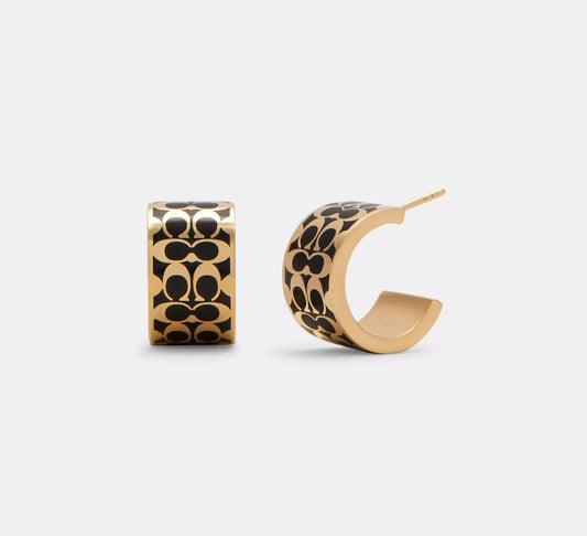 Signature Enamel Huggie Earrings