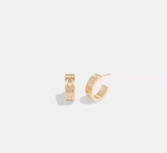 COACH Signature Huggie Earrings